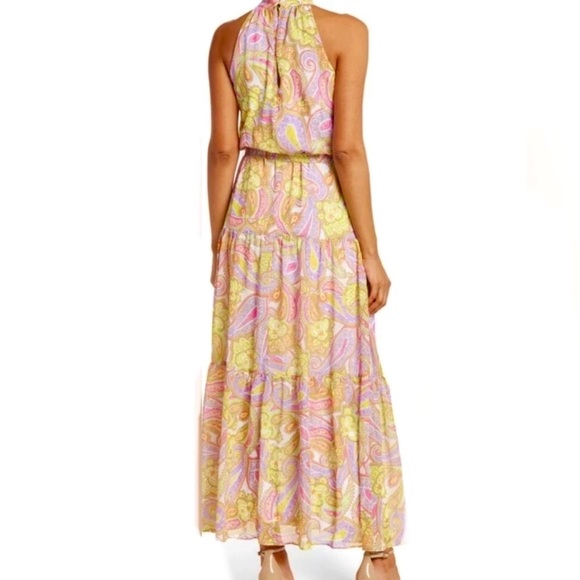 ASOS Retro Floral Halter Belted Mod Maxi Dress - Picture 3 of 16
